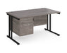 Maestro 25 - Straight Desk with 2 Drawer Pedestal - Black Frame.