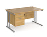 Maestro 25 - Straight Desk with 2 Drawer Pedestal - Silver Frame.