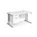 Maestro 25 - Straight Desk with 2 Drawer Pedestal - Silver Frame.