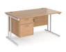 Maestro 25 - Straight Desk with 2 Drawer Pedestal - White Frame.