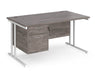 Maestro 25 - Straight Desk with 2 Drawer Pedestal - White Frame.