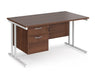 Maestro 25 - Straight Desk with 2 Drawer Pedestal - White Frame.