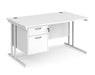 Maestro 25 - Straight Desk with 2 Drawer Pedestal - White Frame.