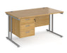 Maestro 25 - Straight Desk with 3 Drawer Pedestal - Silver Frame.