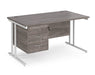 Maestro 25 - Straight Desk with 3 Drawer Pedestal - White Frame.