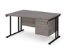 Maestro 25 - Left or Right Hand Wave Desk with 2 Drawer Pedestal 800-990mm Deep - Black Frame.