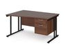 Maestro 25 - Left or Right Hand Wave Desk with 2 Drawer Pedestal 800-990mm Deep - Black Frame.