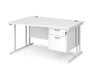 Maestro 25 - Left or Right Hand Wave Desk with 2 Drawer Pedestal 800-990mm Deep - White Frame.