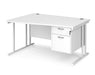 Maestro 25 - Left or Right Hand Wave Desk with 2 Drawer Pedestal 800-990mm Deep - White Frame.