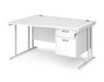 Maestro 25 - Left or Right Hand Wave Desk with 2 Drawer Pedestal 800-990mm Deep - White Frame.