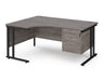 Maestro 25 - Left or Right Hand Ergonomic Desk with 2 Drawer Pedestal - Black Cantilever Leg Frame.