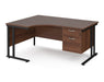 Maestro 25 - Left or Right Hand Ergonomic Desk with 2 Drawer Pedestal - Black Cantilever Leg Frame.