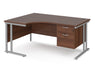 Maestro 25 - Left or Right Hand Ergonomic Desk with 2 Drawer Pedestal - Silver Cantilever Leg Frame.