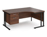 Maestro 25 - Left or Right Hand Ergonomic Desk with 2 Drawer Pedestal - Black Cantilever Leg Frame.