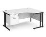 Maestro 25 - Left or Right Hand Ergonomic Desk with 2 Drawer Pedestal - Black Cantilever Leg Frame.