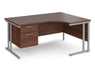 Maestro 25 - Left or Right Hand Ergonomic Desk with 2 Drawer Pedestal - Silver Cantilever Leg Frame.