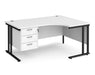 Maestro 25 - Left or Right Hand Ergonomic Desk with 3 Drawer Pedestal - Black Cantilever Leg Frame.