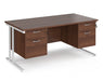 Maestro 25 - Straight Desk with 2x Two Drawer Pedestals - White Frame.