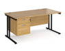 Maestro 25 - Straight Desk with 2 Drawer Pedestal - Black Frame.