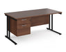 Maestro 25 - Straight Desk with 2 Drawer Pedestal - Black Frame.