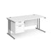 Maestro 25 - Straight Desk with 2 Drawer Pedestal - Silver Frame.