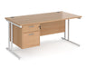 Maestro 25 - Straight Desk with 2 Drawer Pedestal - White Frame.