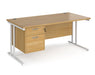 Maestro 25 - Straight Desk with 2 Drawer Pedestal - White Frame.