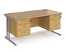 Maestro 25 - Straight Desk with 2x Three Drawer Pedestals - Silver Frame.