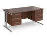 Maestro 25 - Straight Desk with 2x Three Drawer Pedestals - Silver Frame.