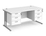 Maestro 25 - Straight Desk with 2x Three Drawer Pedestals - Silver Frame.