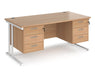 Maestro 25 - Straight Desk with 2x Three Drawer Pedestals - White Frame.