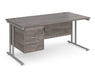 Maestro 25 - Straight Desk with 3 Drawer Pedestal - Silver Frame.