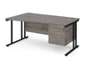 Maestro 25 - Left or Right Hand Wave Desk with 2 Drawer Pedestal 800-990mm Deep - Black Frame.