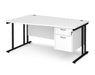 Maestro 25 - Left or Right Hand Wave Desk with 2 Drawer Pedestal 800-990mm Deep - Black Frame.