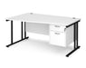 Maestro 25 - Left or Right Hand Wave Desk with 2 Drawer Pedestal 800-990mm Deep - Black Frame.