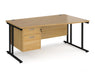 Maestro 25 - Left or Right Hand Wave Desk with 2 Drawer Pedestal 800-990mm Deep - Black Frame.