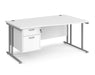 Maestro 25 - Left or Right Hand Wave Desk with 2 Drawer Pedestal 800-990mm Deep - Silver Frame.