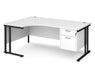 Maestro 25 - Left or Right Hand Ergonomic Desk with 2 Drawer Pedestal - Black Cantilever Leg Frame.