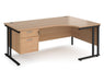 Maestro 25 - Left or Right Hand Ergonomic Desk with 2 Drawer Pedestal - Black Cantilever Leg Frame.