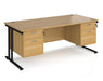 Maestro 25 - Straight Desk with 2x Two Drawer Pedestals - Black Frame.