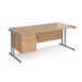 Maestro 25 - Straight Desk with 2 Drawer Pedestal - Silver Frame.