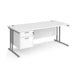 Maestro 25 - Straight Desk with 2 Drawer Pedestal - Silver Frame.