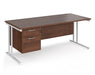 Maestro 25 - Straight Desk with 2 Drawer Pedestal - White Frame.