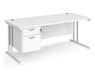 Maestro 25 - Straight Desk with 2 Drawer Pedestal - White Frame.