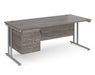 Maestro 25 - Straight Desk with 3 Drawer Pedestal - Silver Frame.