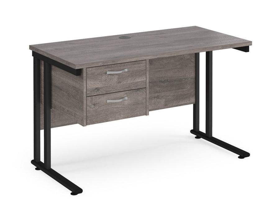 Maestro 25 - Straight Desk with 2 Drawer Pedestal - Black Frame