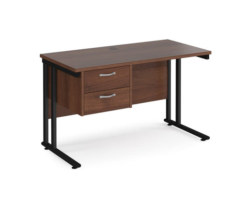 Maestro 25 - Straight Desk with 2 Drawer Pedestal - Black Frame.