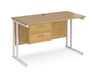 Maestro 25 - Straight Desk with 2 Drawer Pedestal - White Frame.