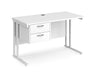 Maestro 25 - Straight Desk with 2 Drawer Pedestal - White Frame.