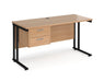 Maestro 25 - Straight Desk with 2 Drawer Pedestal - Black Frame.